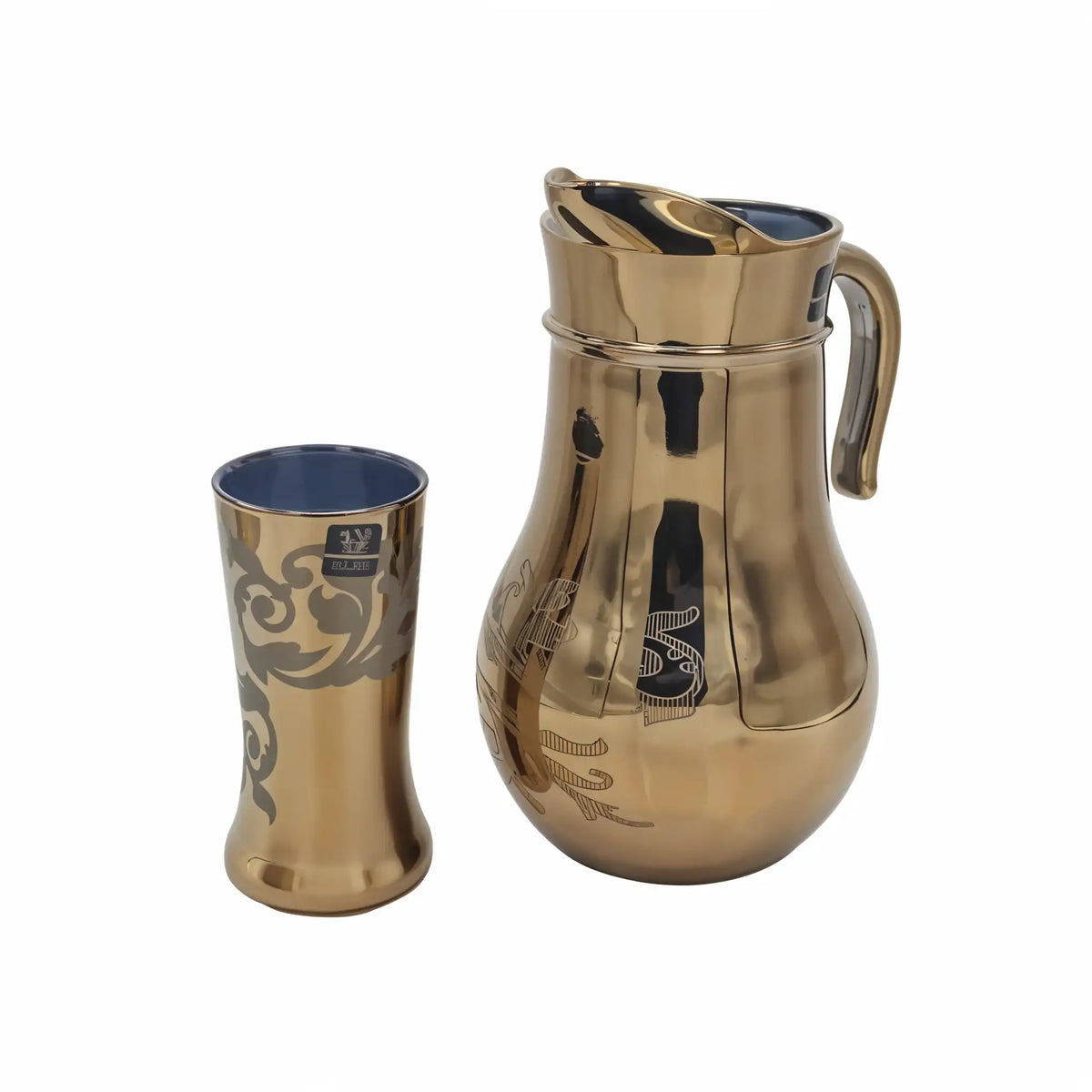 Wave Design Nova Golden Jug Glass Set with HB glass 7PC (Glassware)