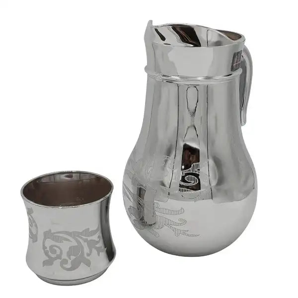 Antique Printed Silver Jug Glass Set with DOF glass (Glassware)