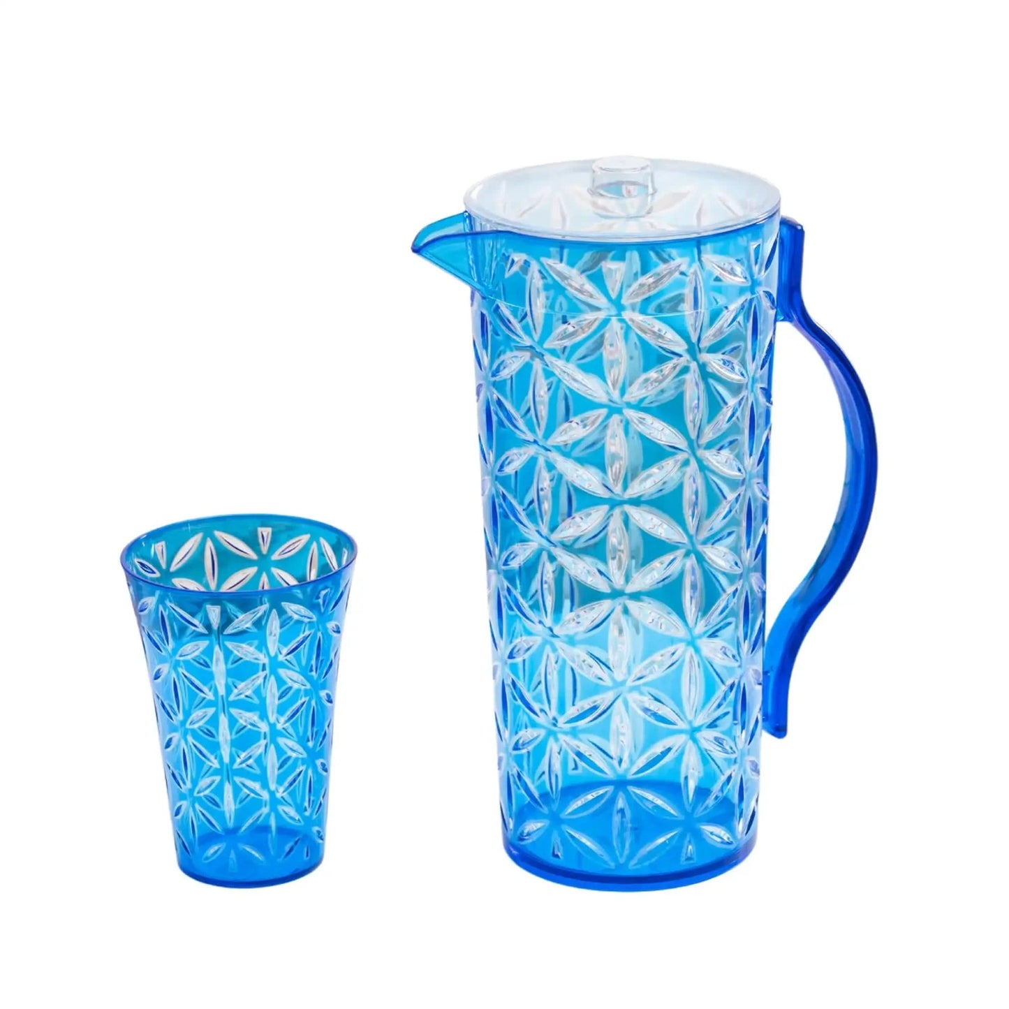 Flower Cut Double Colour White+Blue Water set 7pc