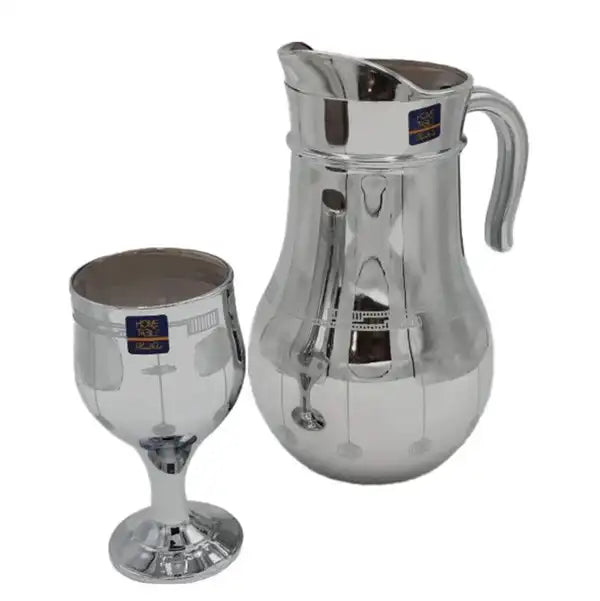Unique Printed Nova Silver Jug glass set with WINE glass-7 PC (Glassware)
