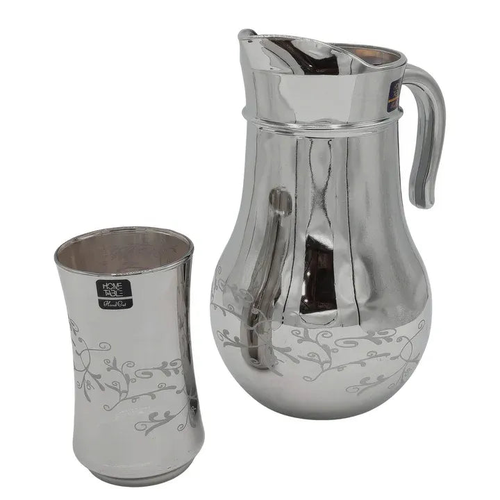 Leaves Silver Jug glass set with HB glass-7 PC (Glassware)