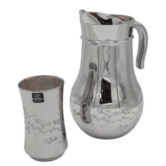 Leaves Silver Jug glass set with HB glass-7 PC (Glassware)