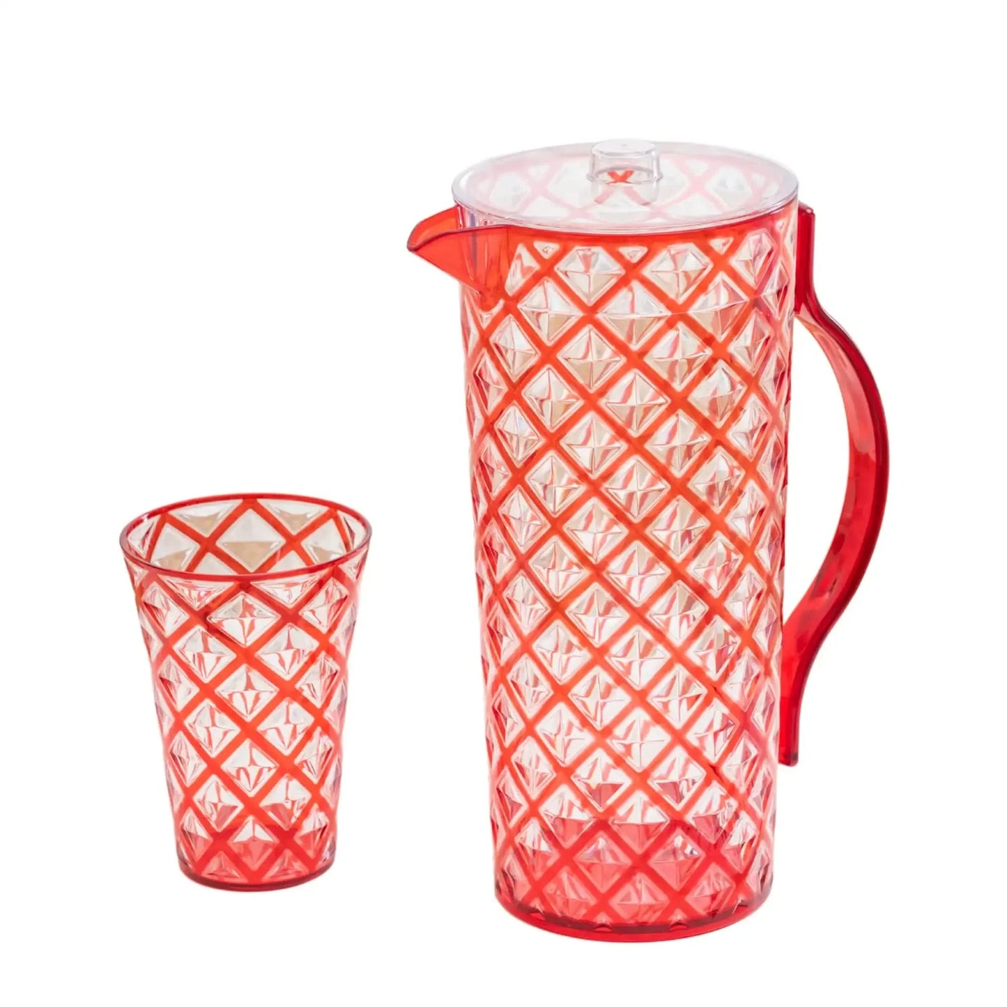 Diamond Cut Double Colour White+Red Water set 7pc