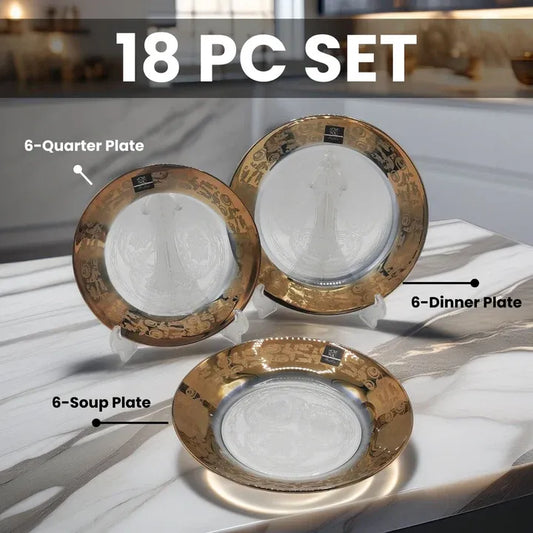 Royal Gold Slice Plate Set 18 PCS