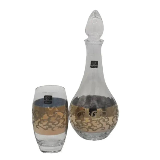 Best Stylish Barrel Golden Carafe Set 7Pc (Glass)