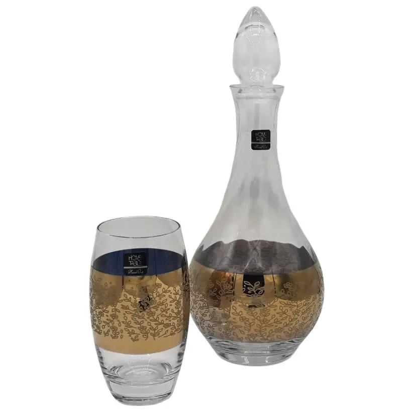 Elegant Barrel Golden Carafe Set 7Pc (Glass)