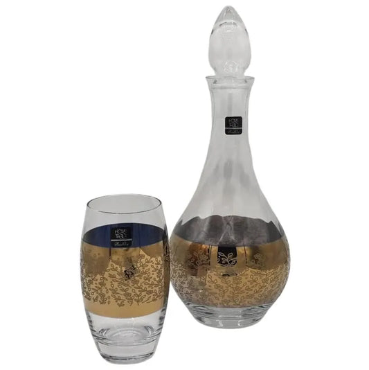 Elegant Barrel Golden Carafe Set 7Pc (Glass)
