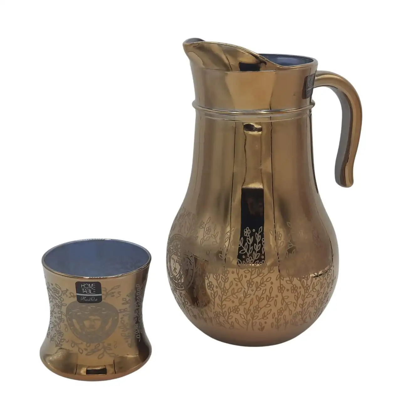 Deluxe Golden Carafe Set with Textured DOF Glass 7PC (Glassware)