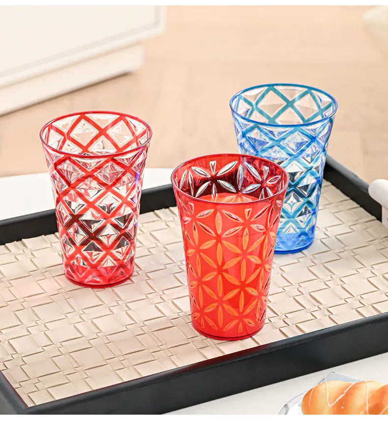 Diamond Cut Double Colour White+Red Glass 380 ML