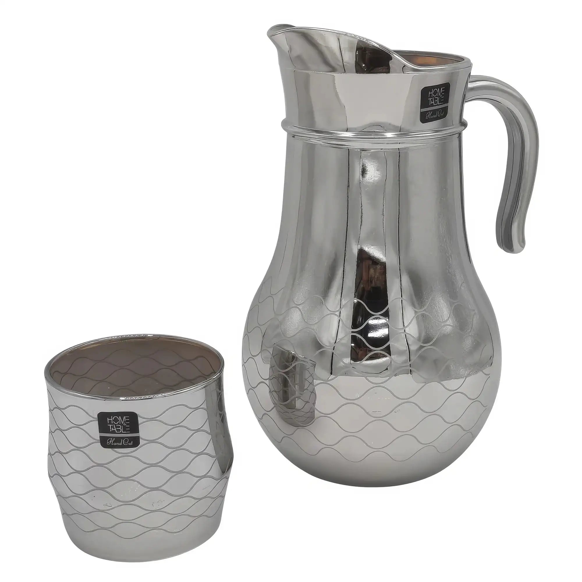 High Quality tree Printed Silver Jug Glass Set with DOF glass (Glassware)